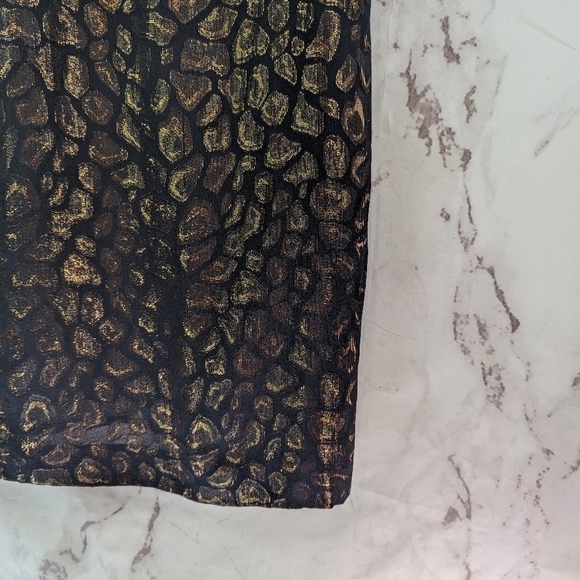 CAMILLA AND MARC Dress Womens 10 Scoop Back Ruffle Leopard Leon Frock Metallic - Picture 5 of 12